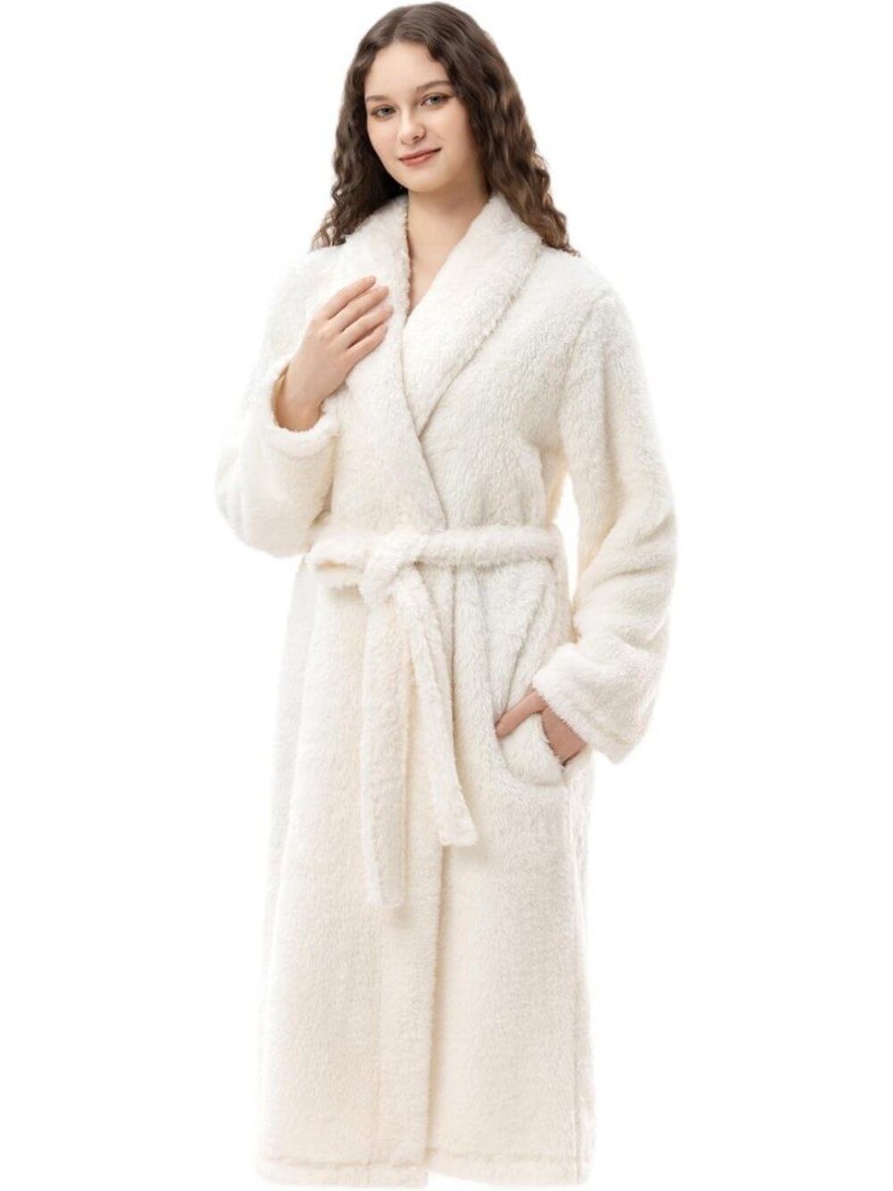 Luxurious Extra-Fluffy Plush Bathrobe for Women | Soft Warm Fleece Loungewear